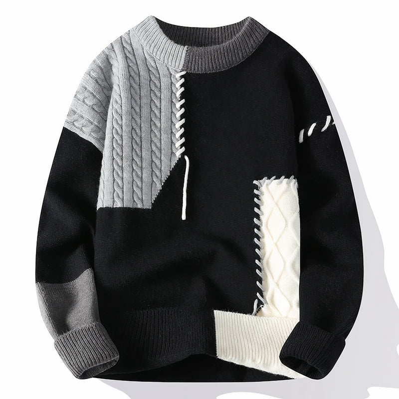 Verasmode-Sweater-Ronan - Stilvoller Patchwork-Pullover für Männer mit hervorragendem Tragekomfort