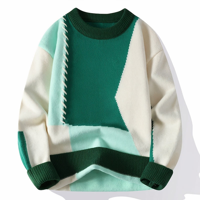 Verasmode-Sweater-Ronan - Stilvoller Patchwork-Pullover für Männer mit hervorragendem Tragekomfort